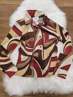 Vintage Byer California Multi-Color Geometric Silk Blouse